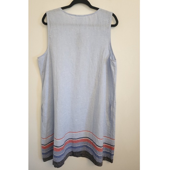 J Jill Love Linen Womens Sleeveless Linen Shift Dress XL Blue Striped Hem‎ NWT - Picture 5 of 6
